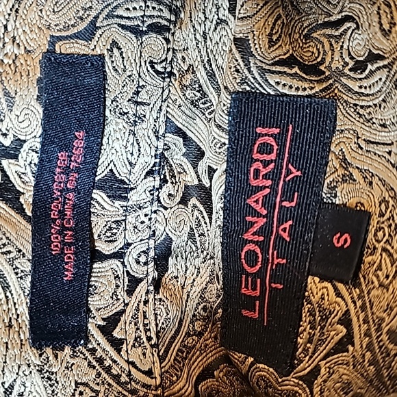 LEONARDI ITALY MEN'S GOLD BLACK LONG SLEEVE BUTTON-UP DRESS SHIRT - Picture 15 of 16